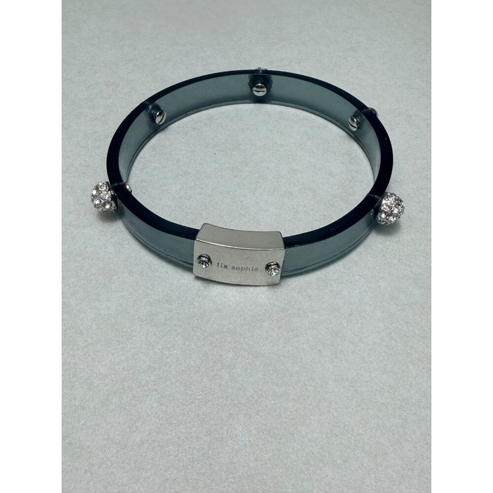 Lia Sophia GLAZED  Bracelet Translucent Licorice Resin Crystal &Silver Stud 7.5"